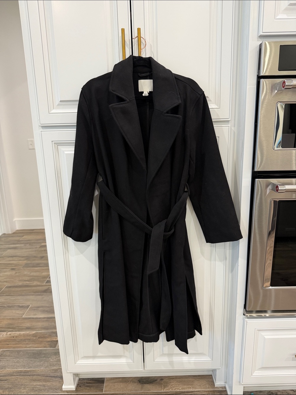 H&M Black Belted Trench Coat - Longline Minimalist Jacket